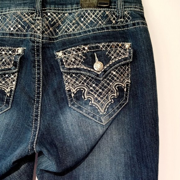 ZCO Jeans  Girls size 14 or Women's size 6  Silver Metallic Sequin  Stretch  GUC - Picture 4 of 11